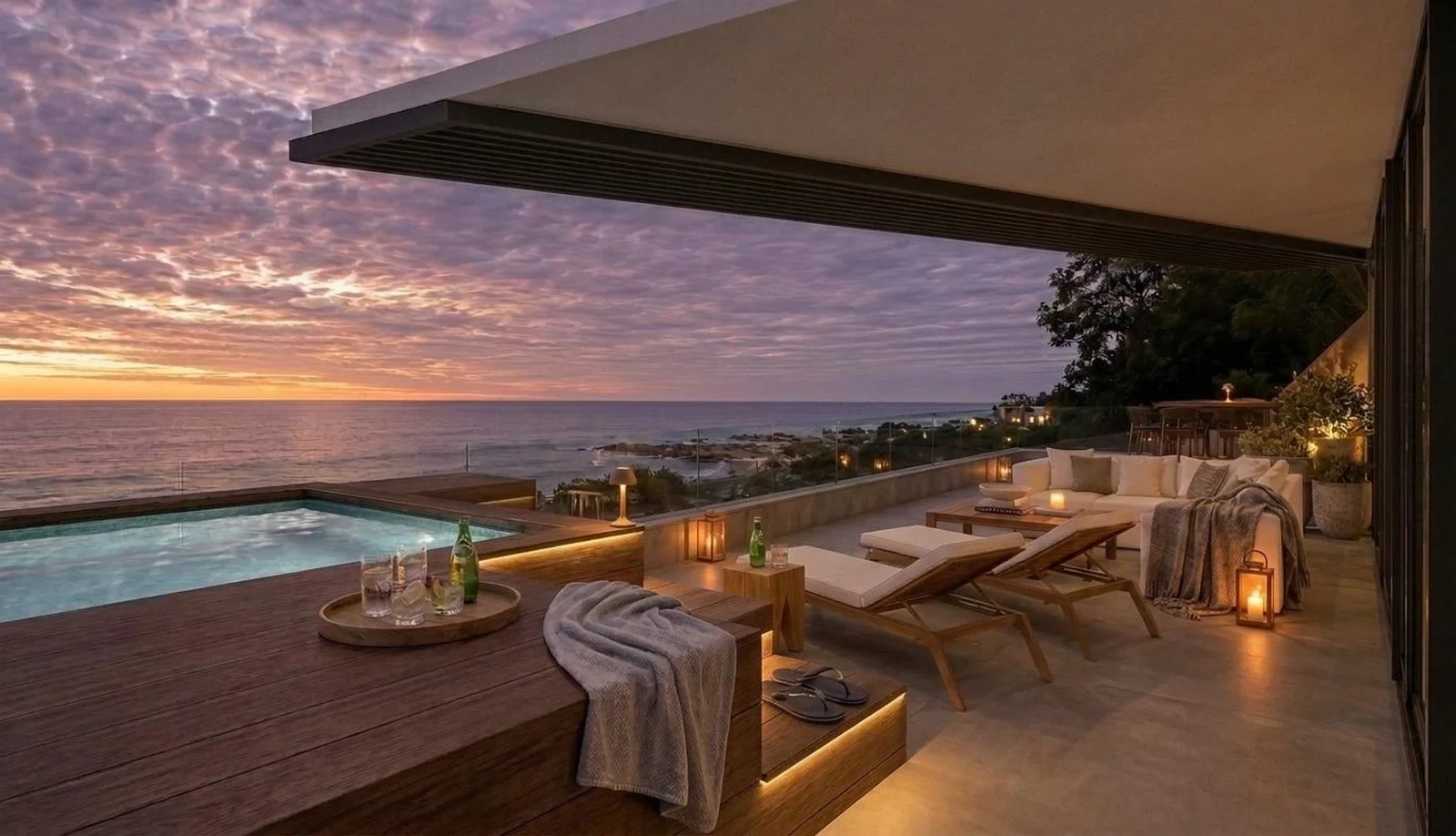 Outdoor seating on the Clifton apartment terrace